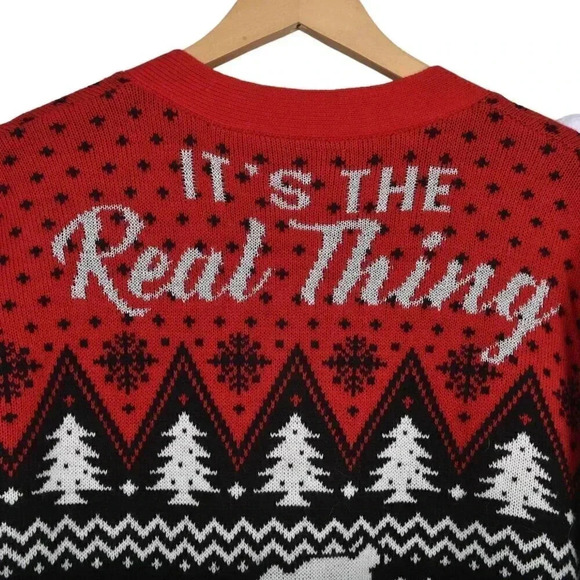 Coca Cola Ugly Christmas Cardigan Sweater Coke Polar Bears Red Black Size Small - Picture 7 of 11